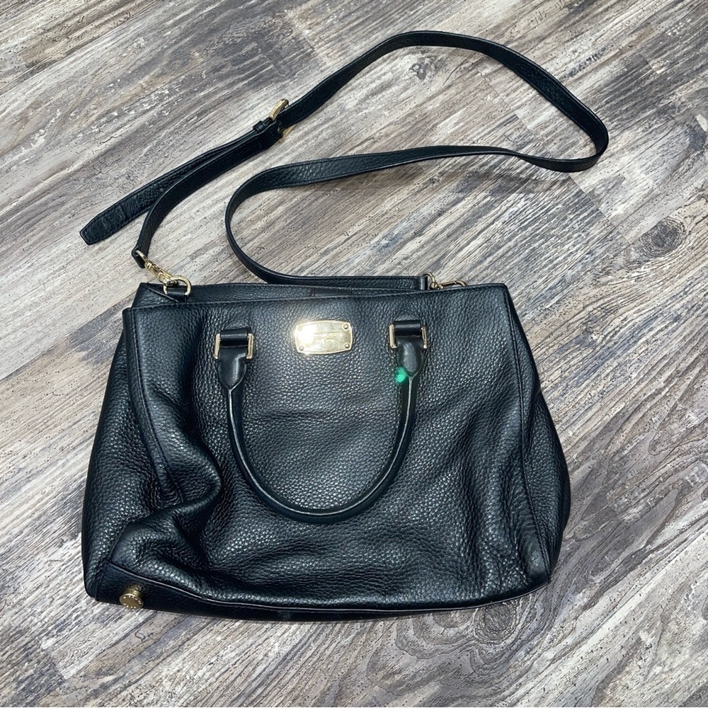 Michael Kors pebble leather Black Satchel handbag shoulder bag